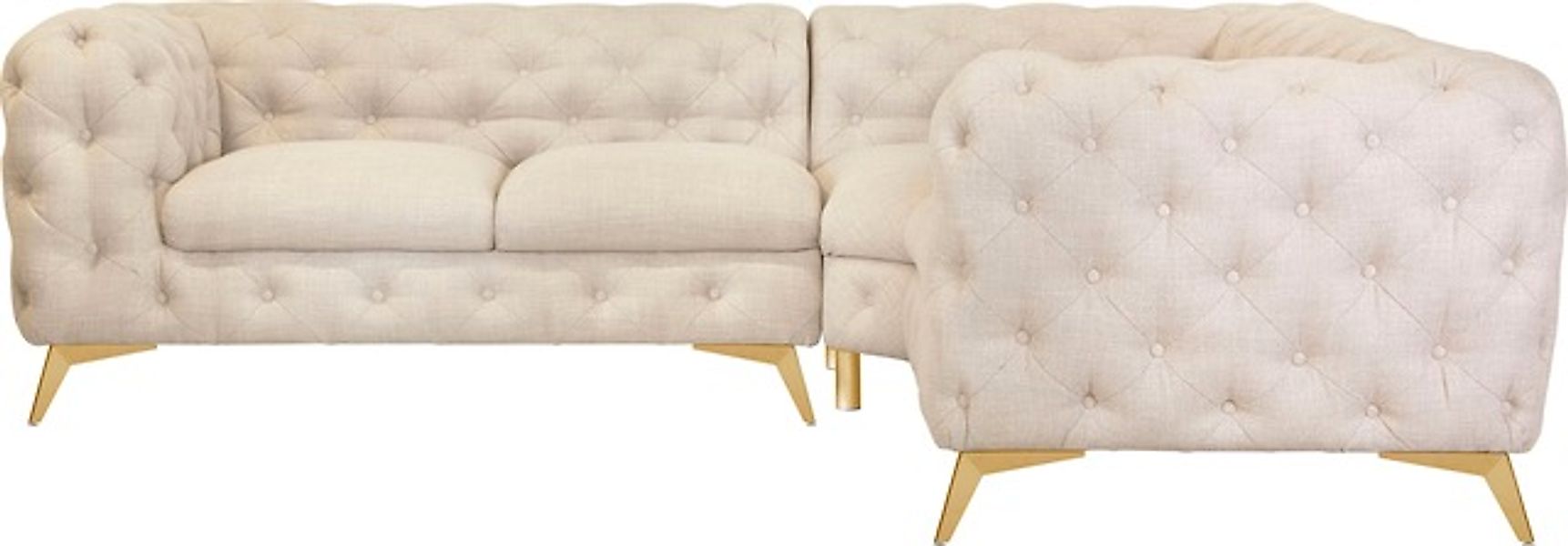 Leonique Chesterfield-Sofa »Ecksofa GLYNIS L-Form mit Wellenunterfederung, günstig online kaufen