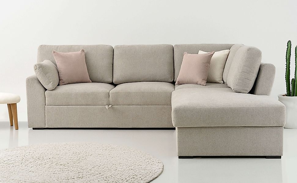 Home affaire Ecksofa "Citry" Breite 242 cm, Chenille, Bettfunktion, Bettkas günstig online kaufen