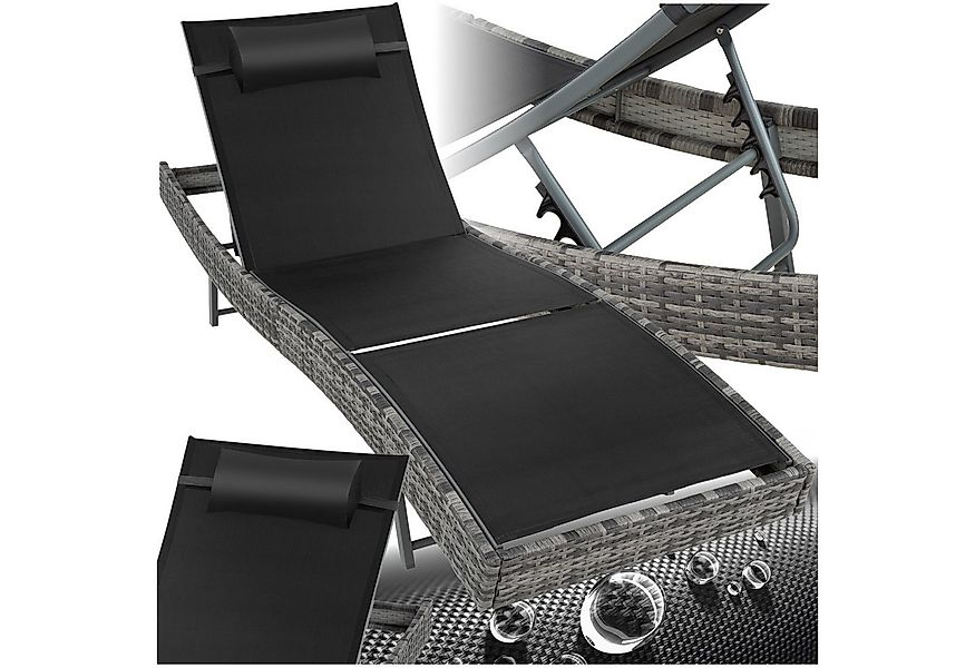 tectake Gartenliege Rattan Sonnenliege, 1 St., Moderne Sonnenliege mit sech günstig online kaufen
