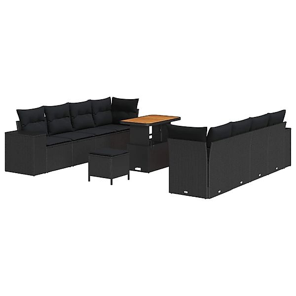 vidaXL Gartensofa-set mit Kissen 11-Tlg Schwarz Poly-Rattan 3363929 günstig online kaufen