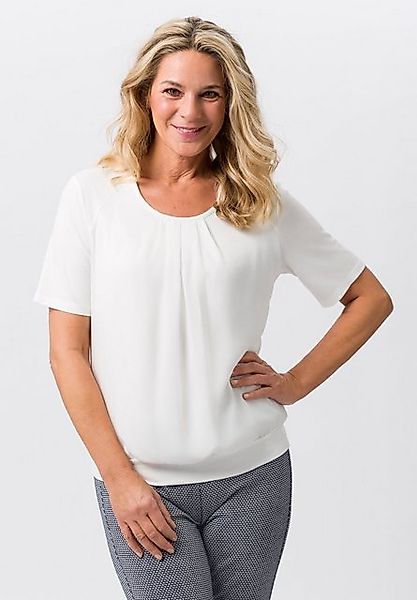 FRANK WALDER Kurzarmbluse - Bluse - Blusenshirt mit modischer Faltenpartie günstig online kaufen