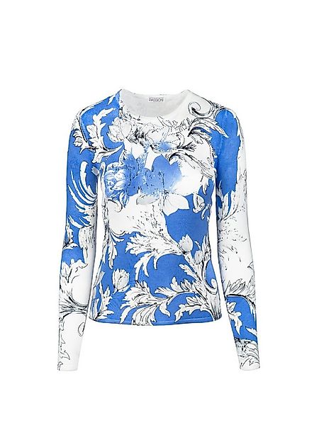 Passioni Strickpullover in blau mit weißen Ornamenten günstig online kaufen