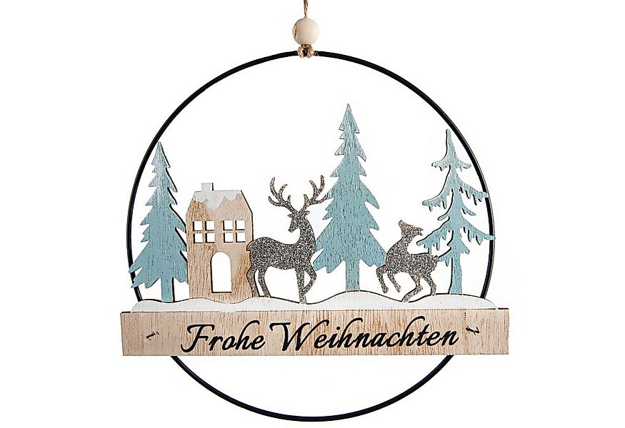 Logbuch-Verlag Dekofigur Türkranz aus Holz Frohe Weihnachten Deko Natur hel günstig online kaufen