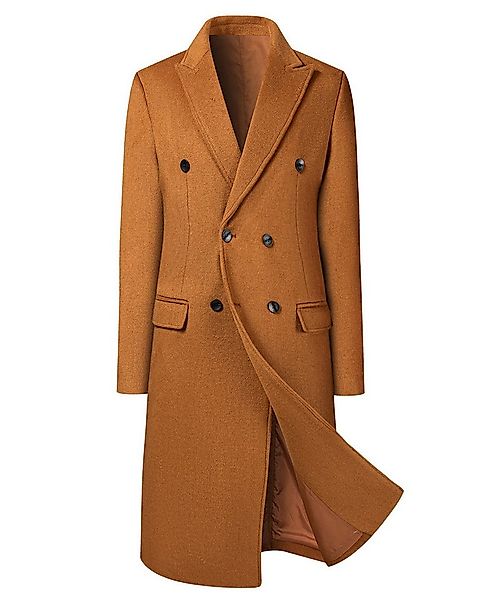 Allthemen Langmantel zweireihiger Herrenmantel in Uni Optik warmer Winterma günstig online kaufen