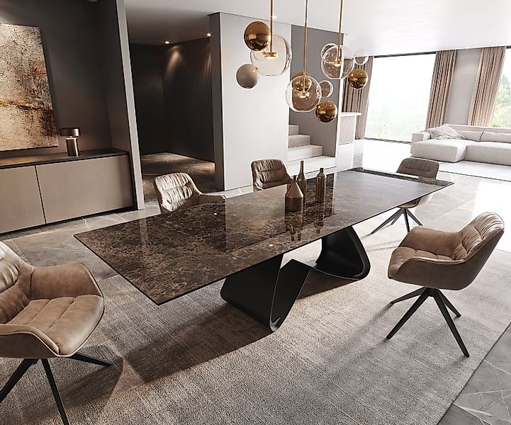 Esstisch Edge 200-300x100 Keramik Emperador Extra Lucidato Dunkelbraun W-Ge günstig online kaufen