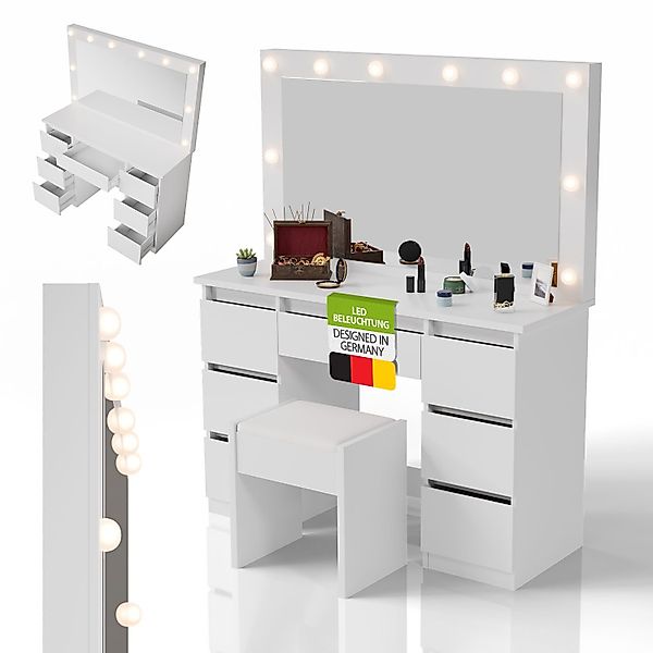 Juskys Schminktisch Lilia (2-St), LED-Beleuchtung, 3 günstig online kaufen