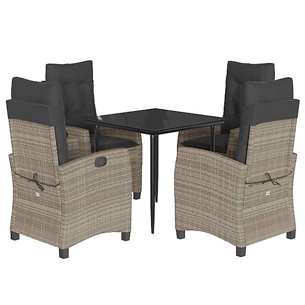 vidaXL 5-Tlg Garten-Essgruppe mit Kissen Hellgrau Poly Rattan 3212843 günstig online kaufen