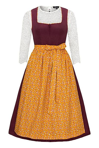 Ramona Lippert Dirndl Corddirndl „Bridget“ Bordeaux mit Blumenschürze – Roc günstig online kaufen