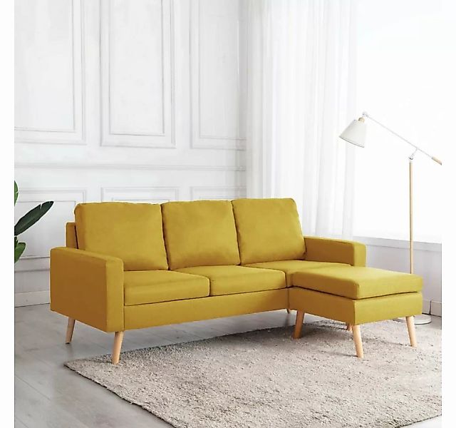 vidaXL Sofa 3-Sitzer-Sofa mit Hocker Gelb Stoff günstig online kaufen