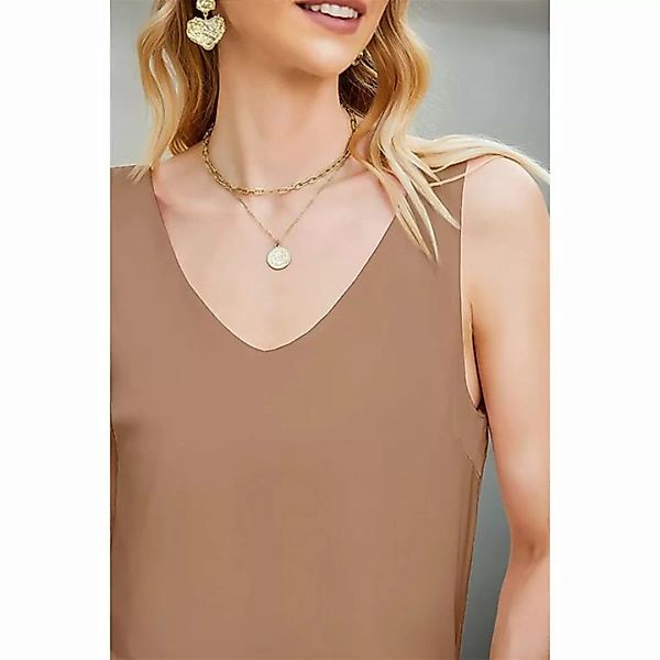 ZWY Tanktop Damen Satin Tank Top Sommer Weste Shirt V-Ausschnitt Ämellose B günstig online kaufen