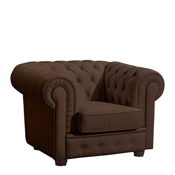Sessel braun Kunstleder im Chesterfield Look 110 cm breit günstig online kaufen