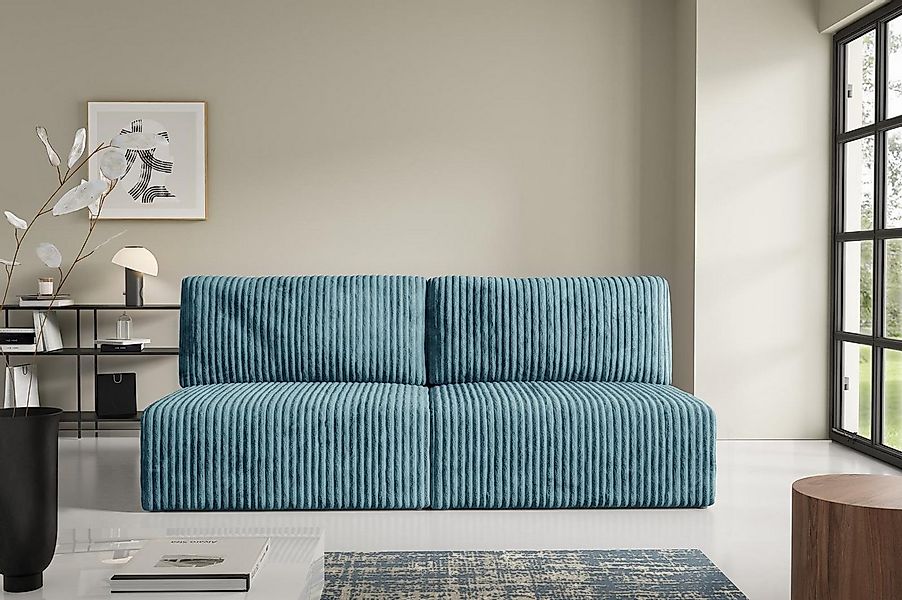 Compleo Schlafsofa klein, Cordsofa ohne Armlehnen, zweisitzer SAMBA, Design günstig online kaufen
