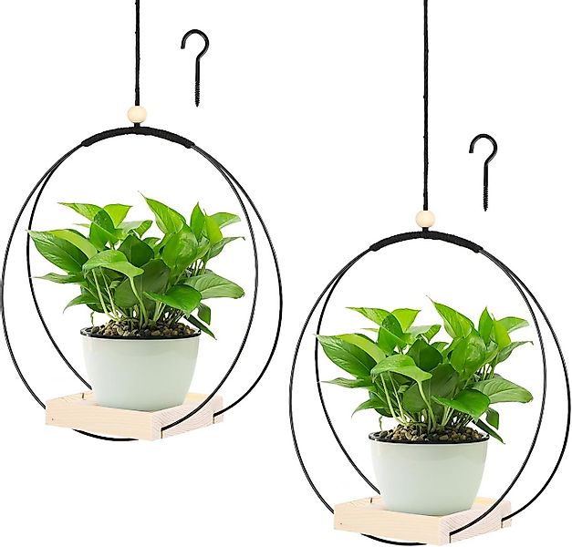 Minicloss Blumenampel Hängende Blumenampel Metall Blumentopf (2 St), Schwar günstig online kaufen