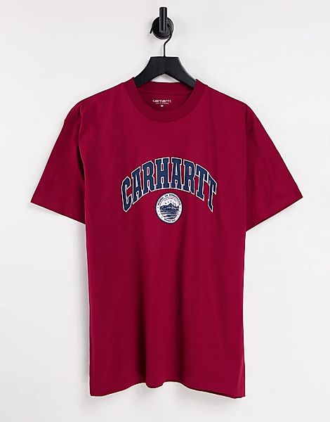 Carhartt WIP – Berkeley – T-Shirt in Rot mit Schriftzug günstig online kaufen
