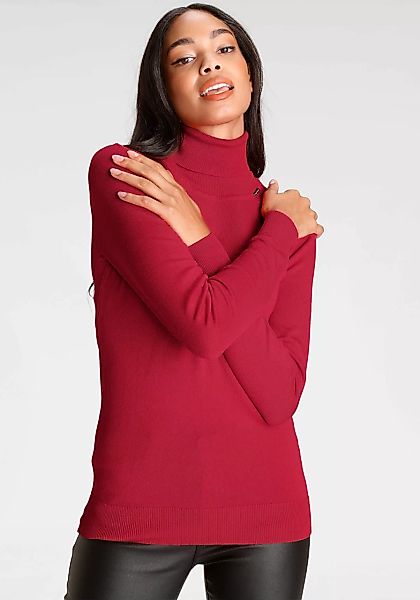 Bruno Banani Rollkragenpullover mit Metalllogo günstig online kaufen