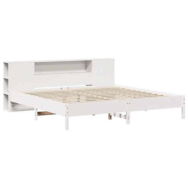 vidaXL Massivholzbett mit Regal ohne Matratze Weiß 200x200 cm Kiefer 332282 günstig online kaufen