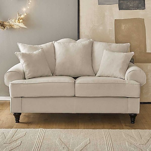 Landhaus Stil Sofa Beige im Vintage Look zwei Sitzplätzen günstig online kaufen