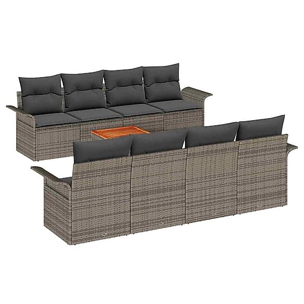 vidaXL Garten-Sofa-Set 9-Tlg Grau Poly Rattan 3347300 günstig online kaufen