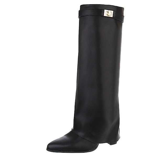 Ital-Design Elegante kniehohe Stiefelette mit Blockabsatz günstig online kaufen