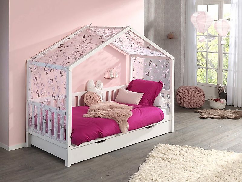 Vipack Hausbett "Dallas, mit Dachaufbau, Kiefer massiv, stabil gebaut", (B/ günstig online kaufen