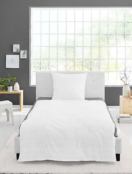 BIERBAUM Bettwäsche Chic Uni, Seersucker, 3 günstig online kaufen