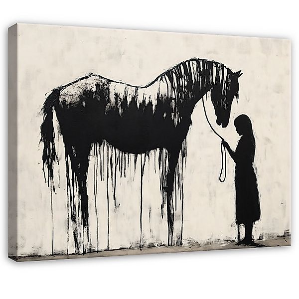 Wallarena Leinwandbild Abstrakt Beige Pferd Tiere günstig online kaufen