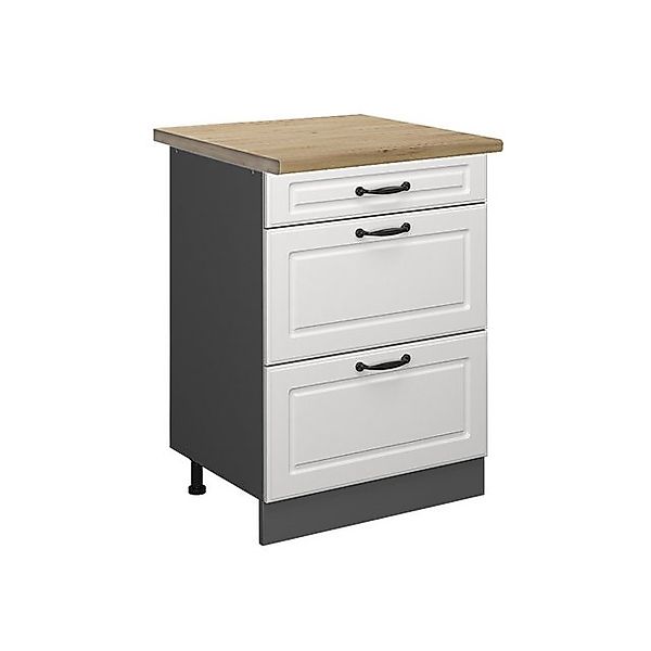 Vicco Küchenunterschrank R-Line Weiß Landhaus/Anthrazit 60 cm mit Schublade günstig online kaufen