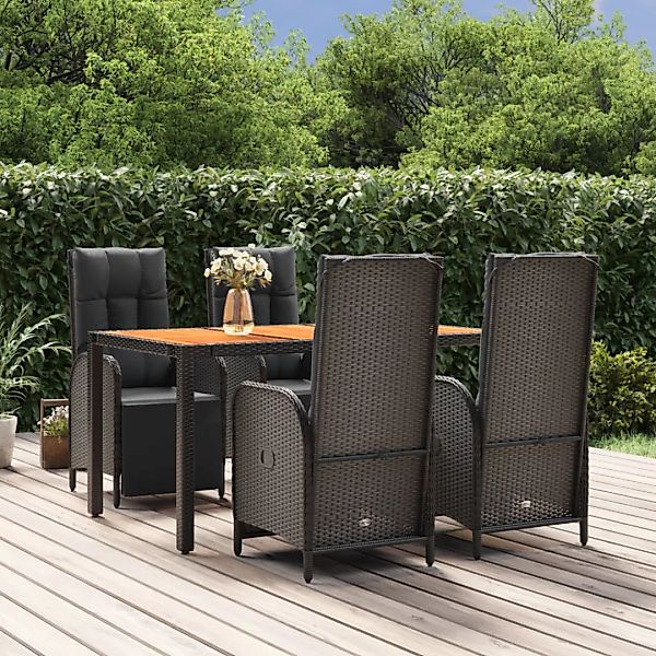 Vidaxl 5-tlg. Garten-essgruppe Mit Kissen Schwarz Poly Rattan günstig online kaufen