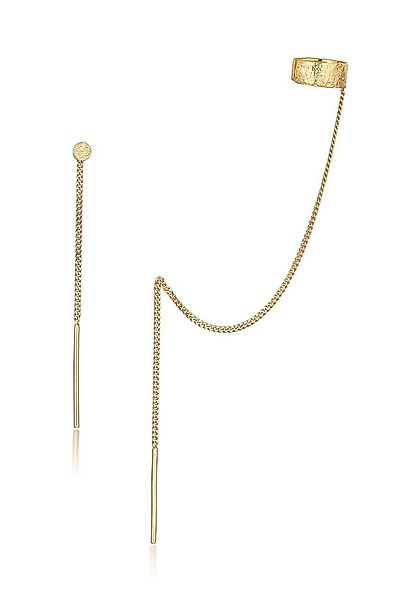 Elli Paar Ohrhänger Set Earcuff Durchzieher Gehämmert 925 Silber, Plättchen günstig online kaufen