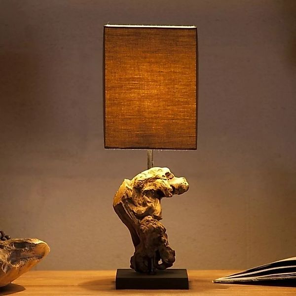 Tischlampe MEDAN Braun aus Treibholz handgefertigt 45cm H?he günstig online kaufen