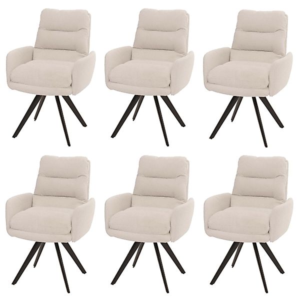 MCW Esszimmerstuhl G66 Boucle 6er-Set Cremeweiß mit Armlehne günstig online kaufen