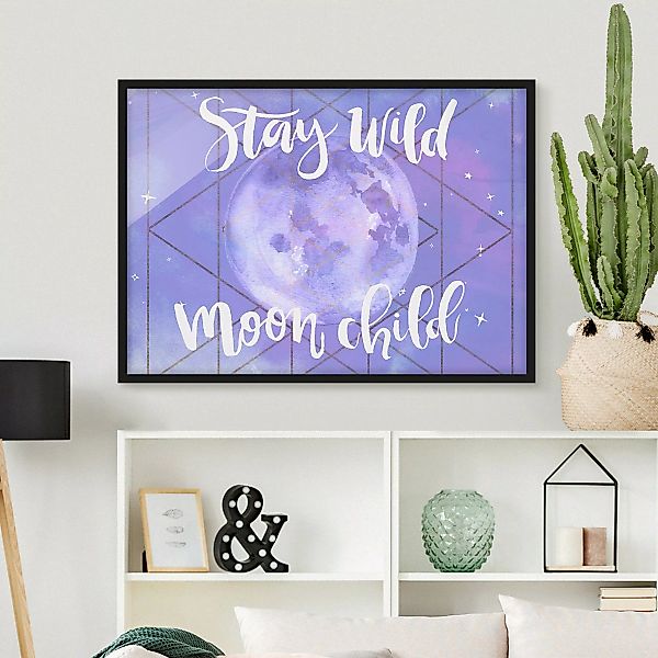 Bild mit Rahmen Spruch - Querformat Mond-Kind - Stay wild günstig online kaufen