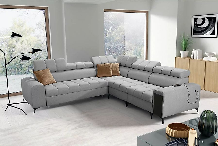 Kaiser Möbel Ecksofa Designer-Ecksofa mit Schlaffunktion und Bar GRECO III günstig online kaufen