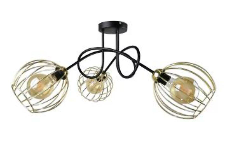 Deckenlampe 3-flammig Schwarz Gold E27 Modern günstig online kaufen