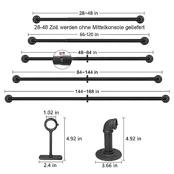 DOPWii Gardinenstange Vorhangstange,4 Längen Verfügbar,Einziehbare Stangen, günstig online kaufen