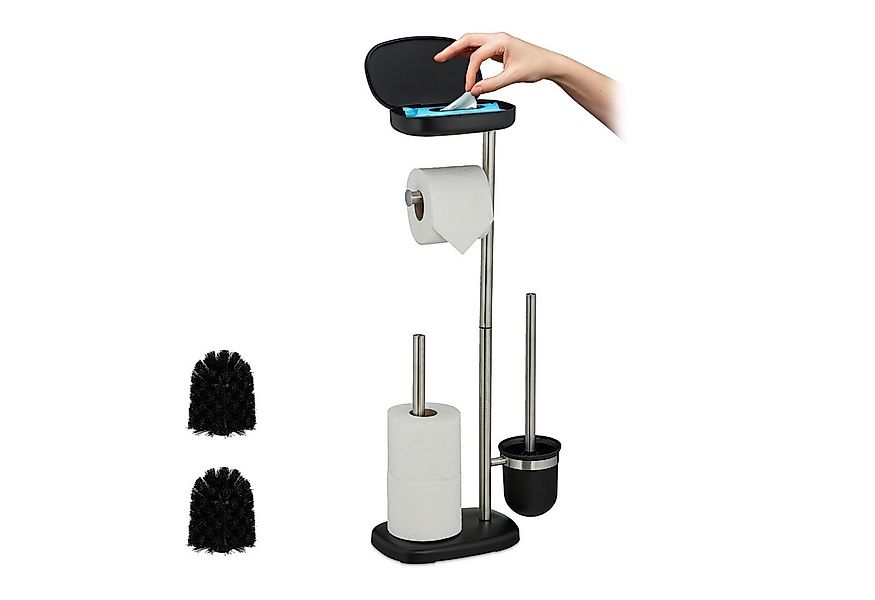 relaxdays WC-Garnitur mit Ablage, schwarz günstig online kaufen
