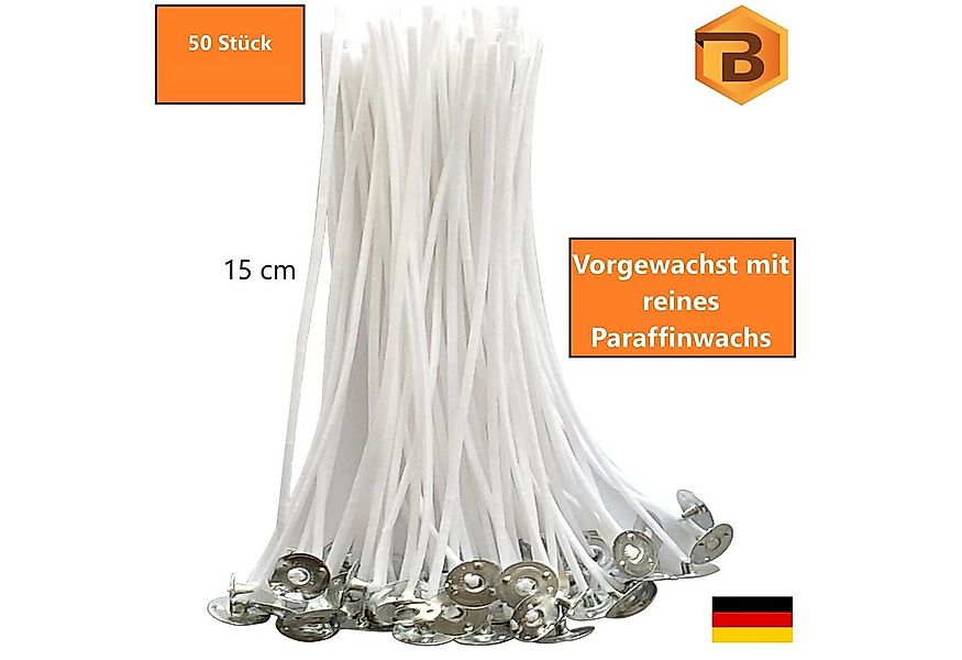 Bienenbiya Kerzenhalter Kerzendochte 50 Stk. 15 cm lang mit Metallfuß (100% günstig online kaufen