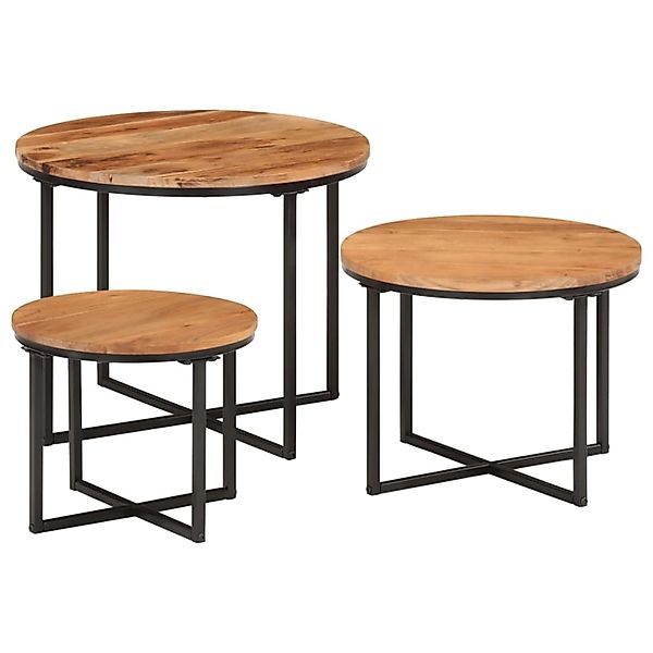 vidaXL Satztische 3 Stk. Massivholz Akazie und Eisen 372742 günstig online kaufen