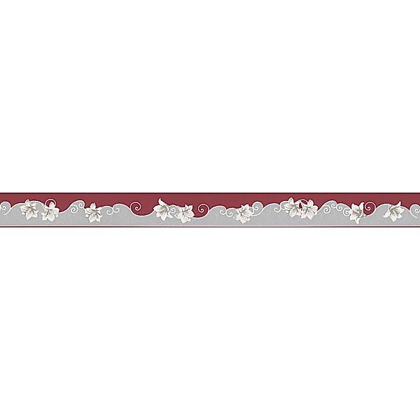 Bricoflor Lilien Tapeten Bordüre in Rot und Silber Blumen Tapetenbordüre fü günstig online kaufen