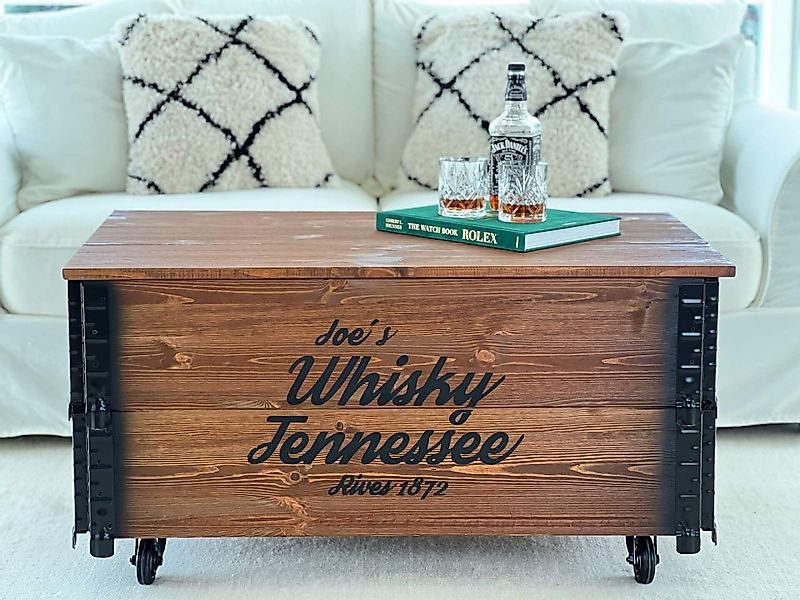 Truhentisch "Whisky" XL Couchtisch Vintage Optik mit Rollen günstig online kaufen