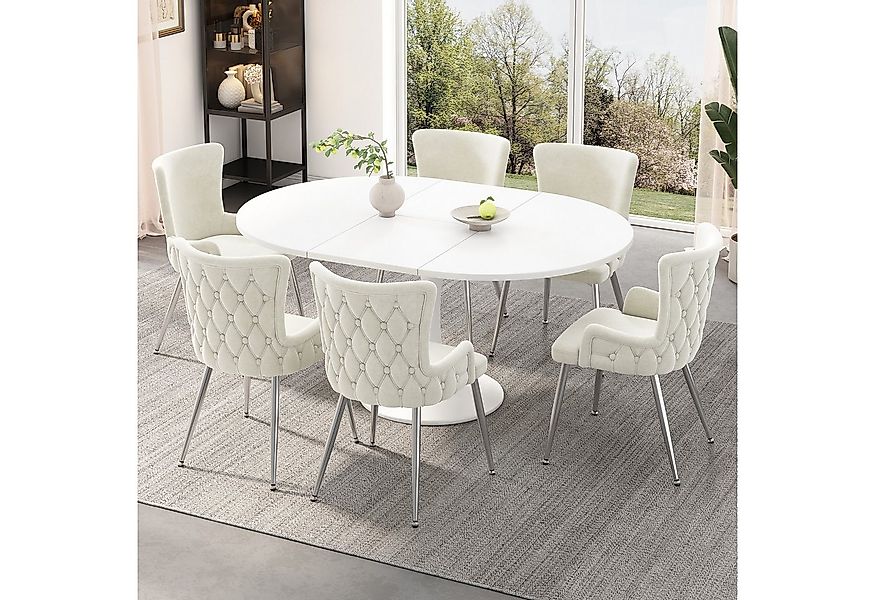 Flieks Esszimmerstuhl (Set, 6 St), 6er Set Polsterstühle Küchenstühle Samt günstig online kaufen