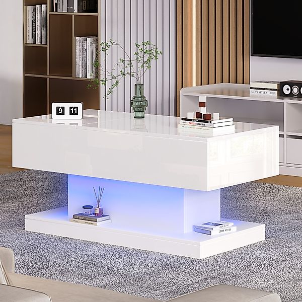 STILVORA Couchtisch Hebbarer Wohnezimmertisch mit LED,Beistelltisch günstig online kaufen