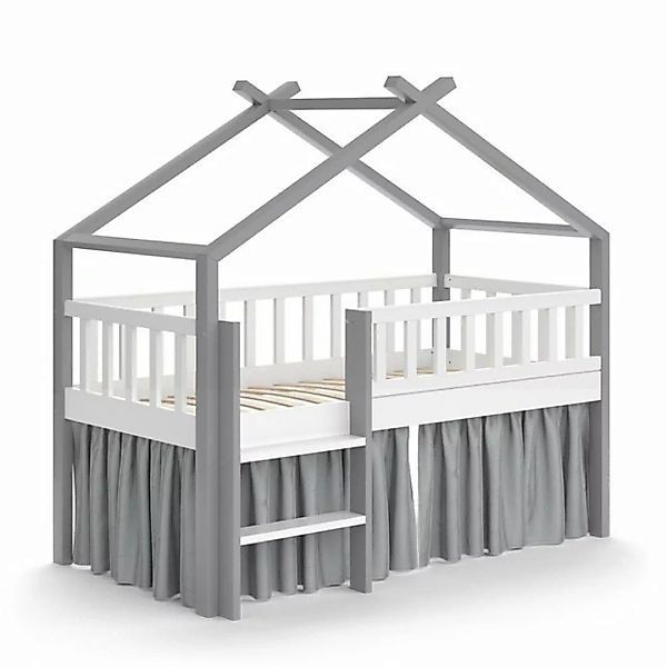 VitaliSpa® Kinderbett Bettenhaus Einzelbett 80x160 cm ADIS Weiß Grau günstig online kaufen