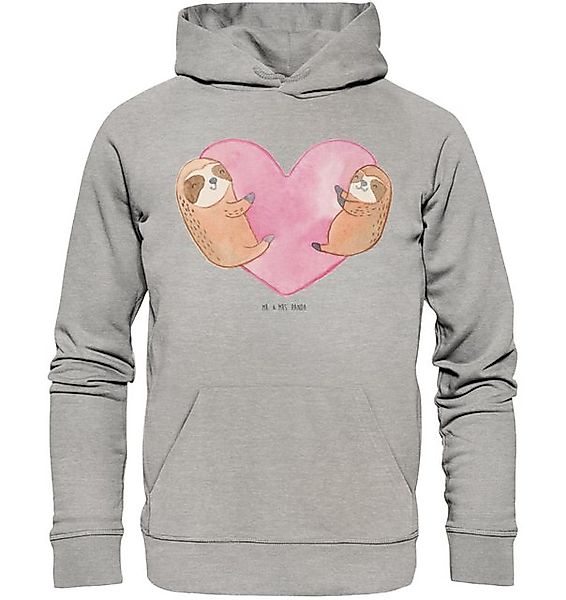 Mr. & Mrs. Panda Hoodie Größe XL Faultiere Herz - Heather Grey - Geschenk, günstig online kaufen