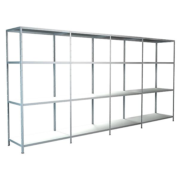 Schulte Steck-Grund- und 3 x Anbauregale 180 cm x 400 cm x 50 cm Weiß günstig online kaufen