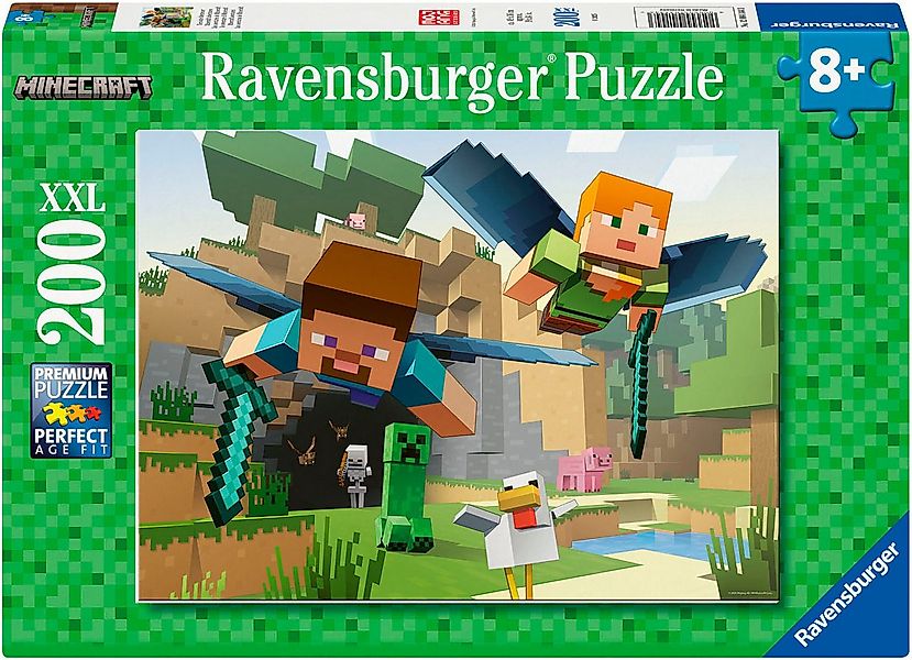 Ravensburger Puzzle Minecraft, Tierische Abenteuer, 200 Puzzleteile, 200 XX günstig online kaufen