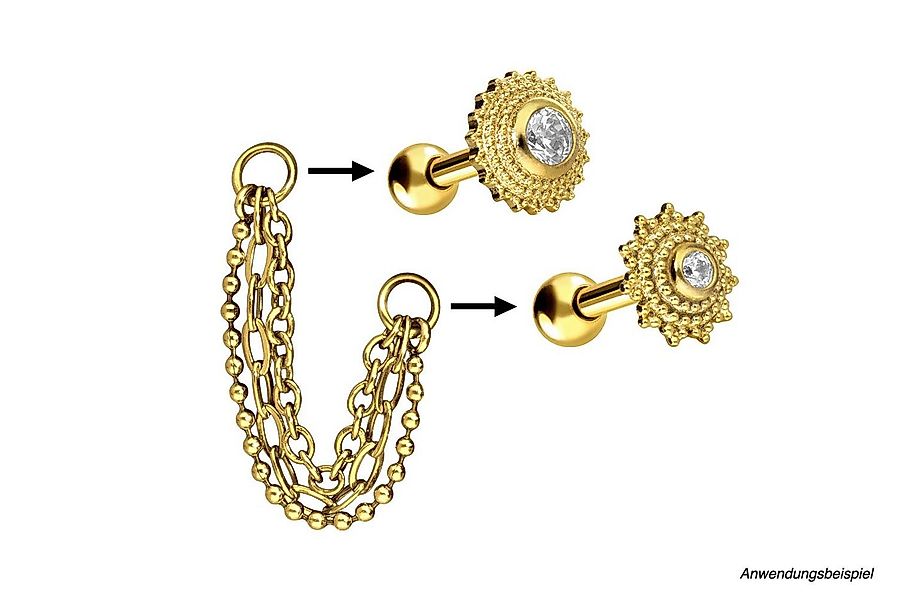 PIERCINGLINE Piercing-Set Chirurgenstahl Anhänger für Clicker 3 KETTEN (Pie günstig online kaufen