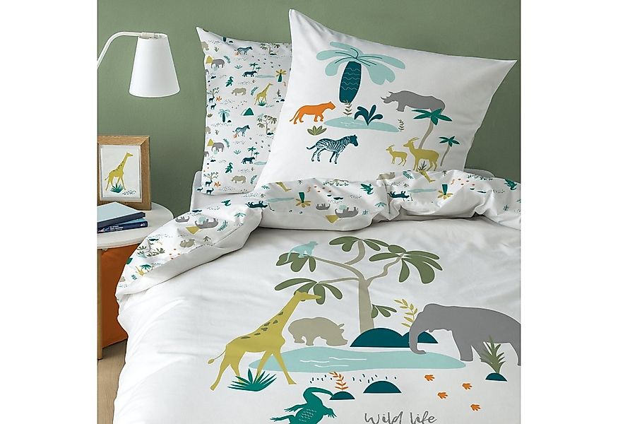 MTOnlinehandel Bettwäsche Safari 135x200 + 80x80 cm 2 tgl., 100 % Baumwolle günstig online kaufen