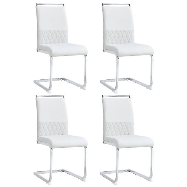 Set aus 4 modernen Esszimmerstühlen mit hoher Rückenlehne aus PU & Leinen, günstig online kaufen