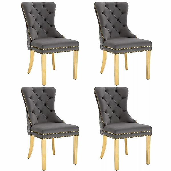 Set aus 4 Esszimmerstuhl mit einzigartigen runden Zugringen, Polsterstuhl m günstig online kaufen